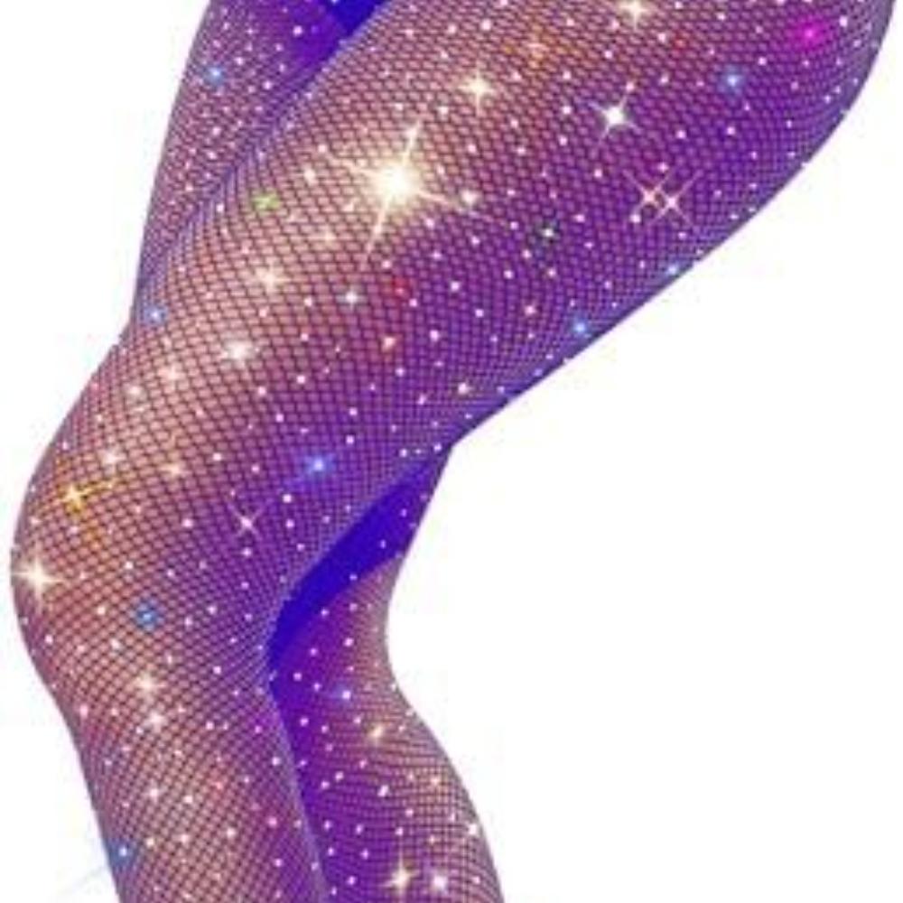 

Sparkl Tights Fishnet Stockings Rhinestone for Women One Size фиолетовый