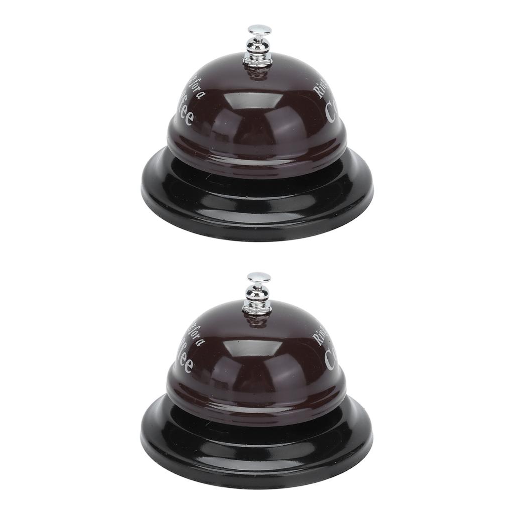 2Pcs Service Bell Exquisite Clear Sound Classic Shape Polishing Glossy Nonslip Base Call Bell for Hotel Restaurant