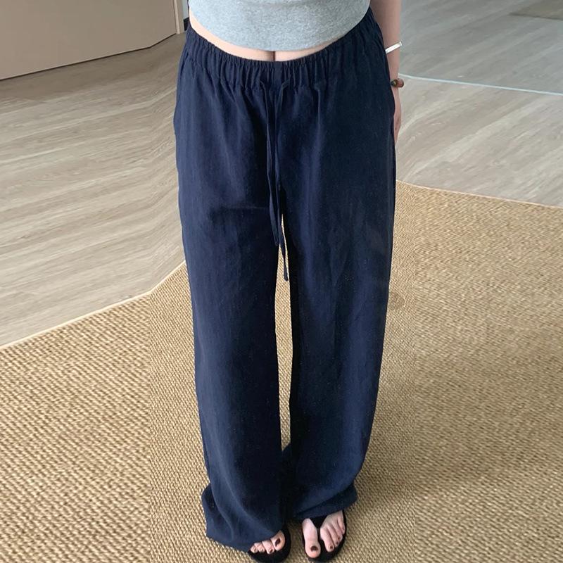 

Old Money Style High-Waisted Linen Wide-Leg Maternity Pants with Ice Silk Sun Protection 2XL