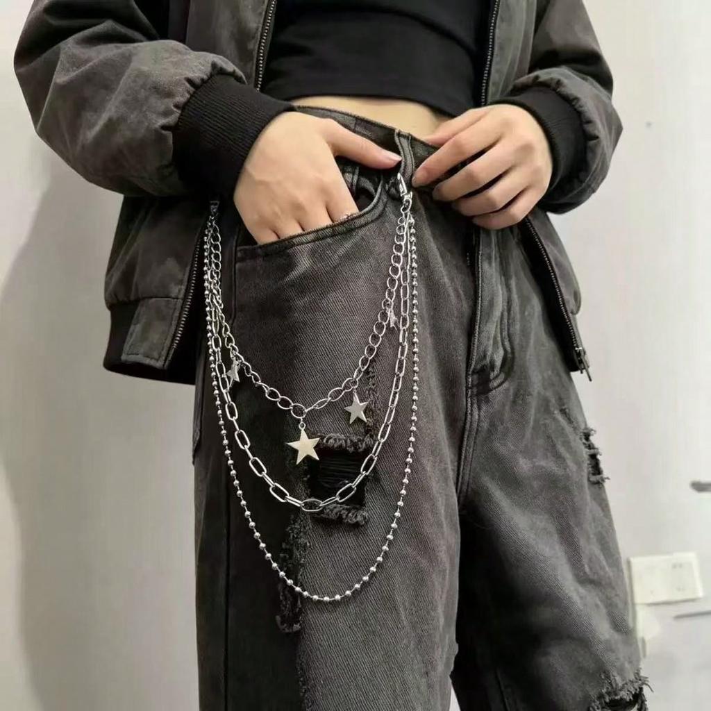 Waist Chain Female Cool Chain Star Trouser Chain Accessories Skirt Hip Hop Multi-layer Pentagram Trouser Chain