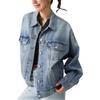 Levis Loose Casual Comfortable Simple Lapel Long Sleeve Denim Jacket Women jackets Light-Blue A1743-0144
