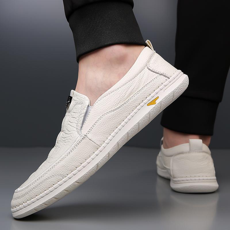 Mens Leather Loafers Breathable Outdoor Slip on Casual Shoes for Male Work Office Driving Sneakers Non Slip Walking Flats
