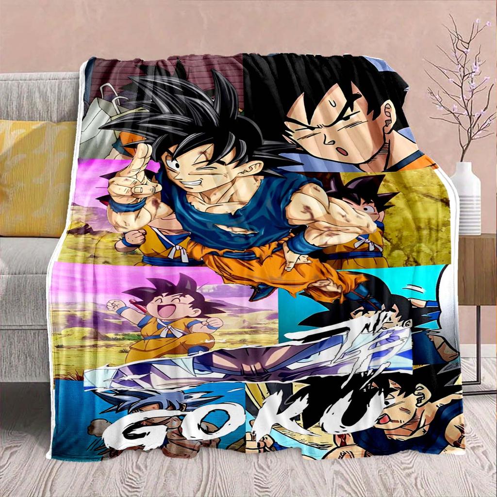 Dragon Ball Anime Flannel Blanket - Soft Warm Perfect for Sofa, Bedding Camping Travel Office Home Decor -QJY