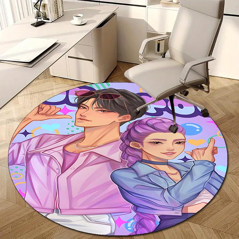 1pc KPop Demon Hunters20 Design Printed Area Round Carpet for Bedroom Living Room Home Decor Rugs Mat Non Slip Mat Rug for Bedside