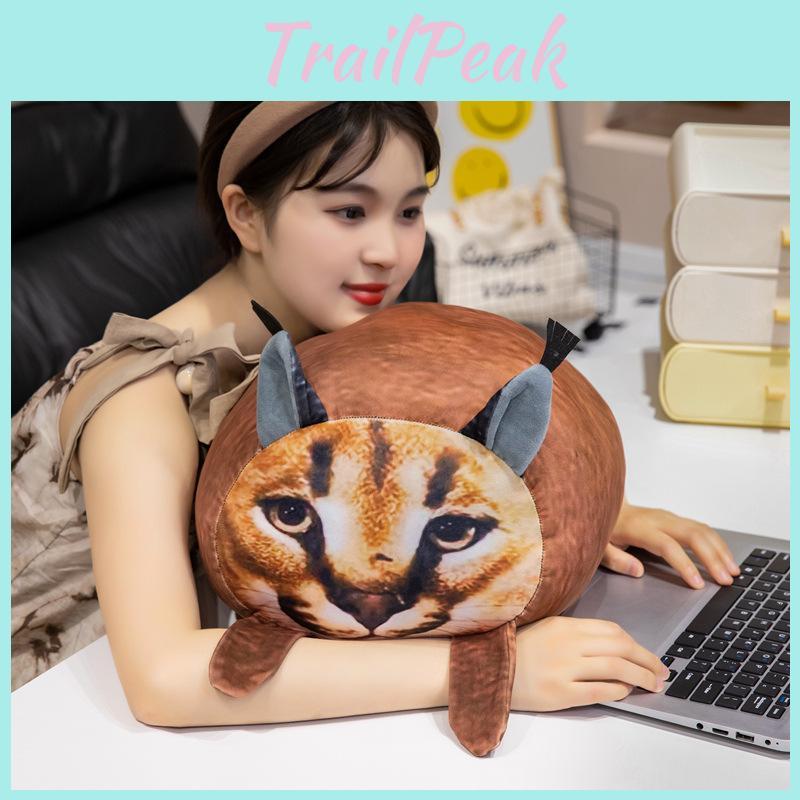Oreiller Chat Caracal en Peluche Douce Réaliste à Poil Long pour Cadeau d'Enfant et Décoration de Maison