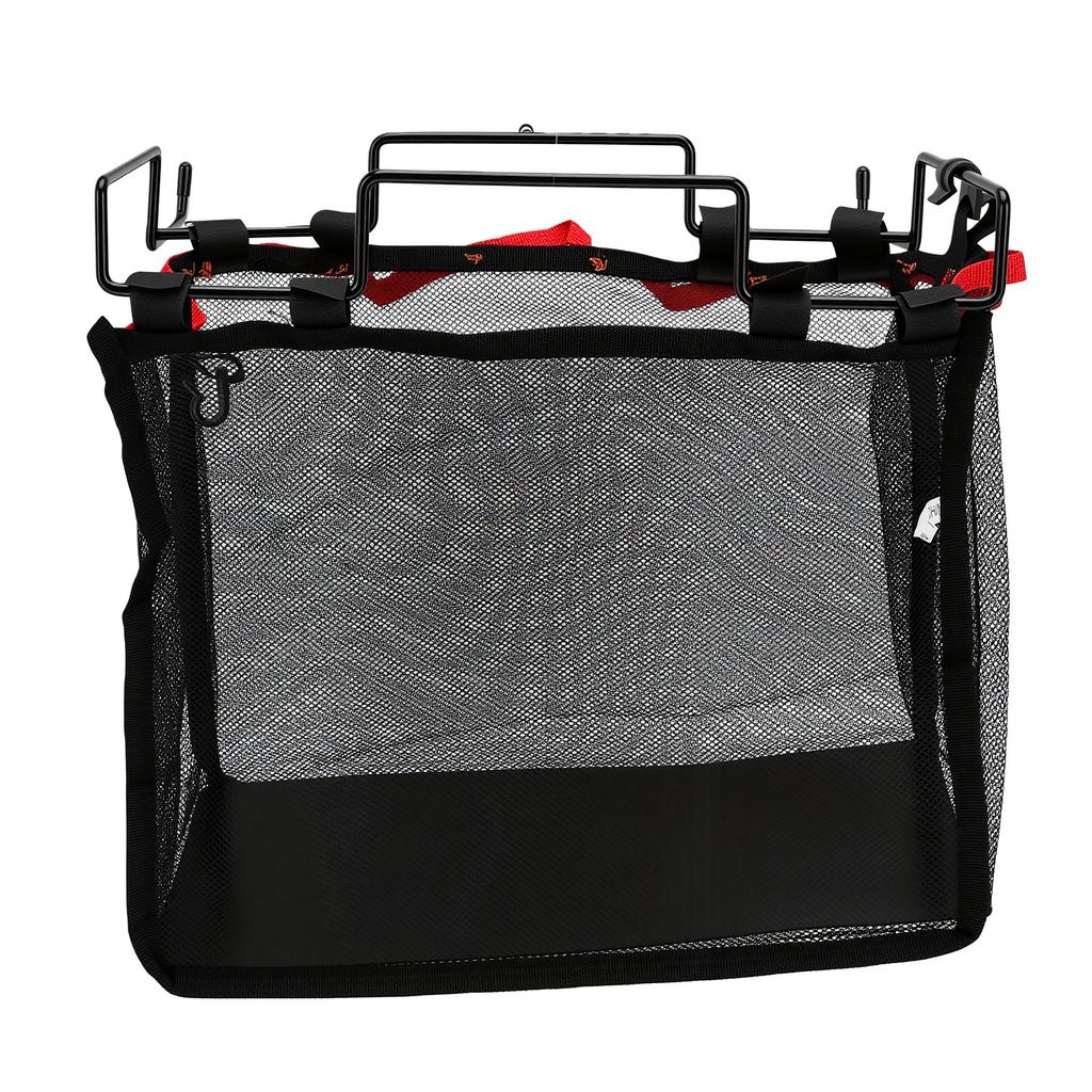 Sac Filet de Rangement de Camping avec Cadre en Fer Robuste Maille en Nylon pour Organisateur à Suspendre sur Table Intérieur Extérieur Taille L