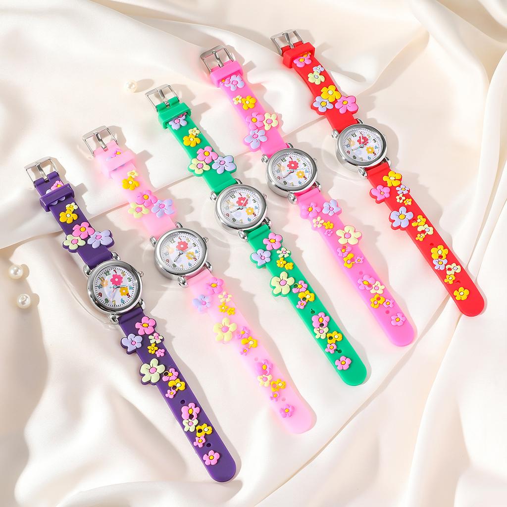New CHILDREN'S Watch Can Love 3D Pattern Rainbow Flowers CHILDREN'S Quartz Watch Plastic Strap