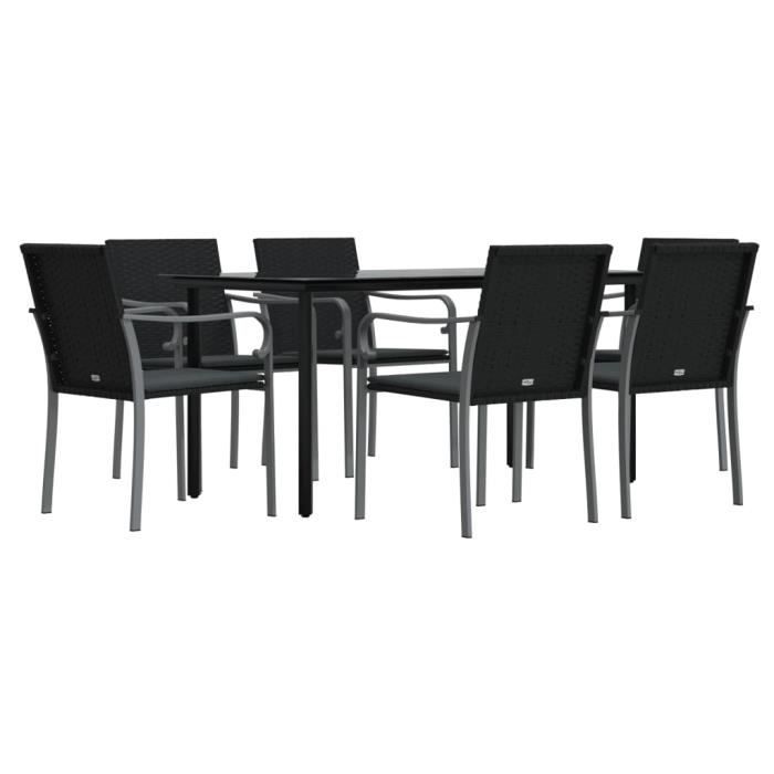 VidaXL Ensemble à manger de jardin 7 pcs coussins résine tressée acier 3186964