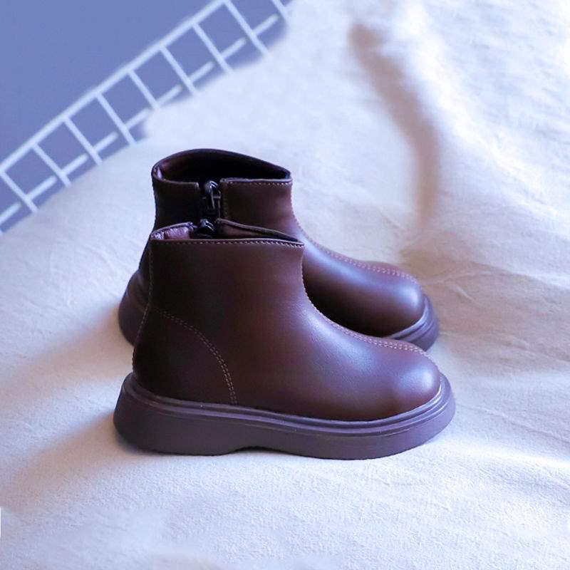 2025 Çocuk Martin Botları: Sonbahar/Kış Kız Çocuk Prenses Deri ve Erkek Çocuk Polar Pamuk Botları