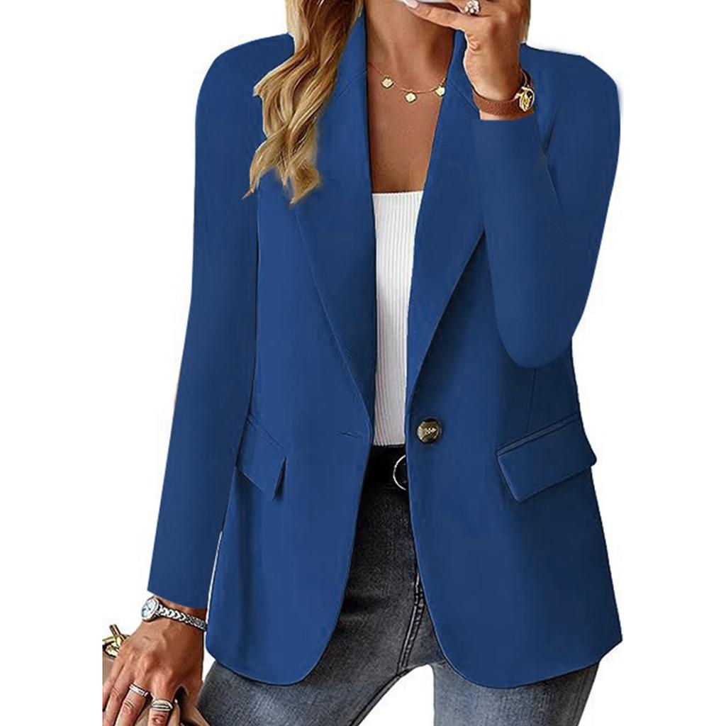 Women's Casual Color Long Sleeve Pocket Shirt Jacket