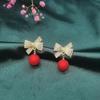 Cross-border Trendy Red Bow Stud Earrings - Versatile, Simple & Sweet Christmas Ear Accessories