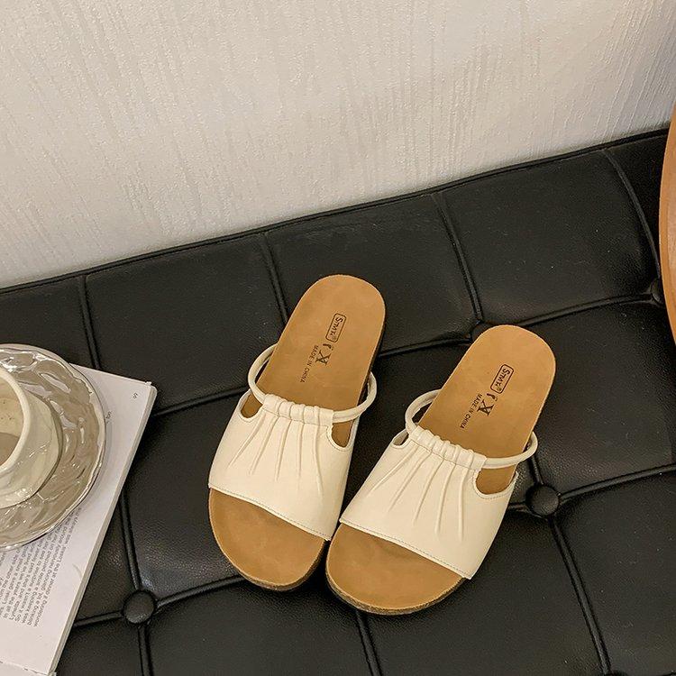 

Fashion 2025 Summer New Arrival Casual Fashion Solid Color Open Toe Slippers Comfortable Non-slip Women s Low Heel Sandals 40