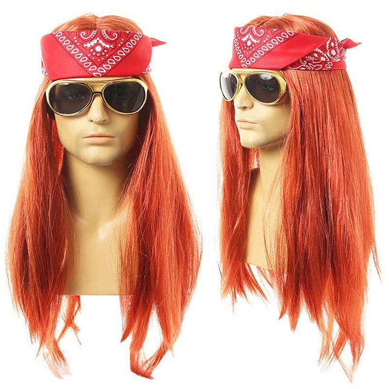 

Костюм рокера 70-х 80-х годов, хеви-метал, мужской, женский, парик с банданой, солнцезащитные очки, ожерелье, одежда для вечеринки 07