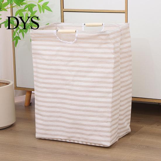 Easy Clean Laundry Hamper Basket with Wooden Handles, Cotton And Linen Large Portable Dirty Clothes Container Basket, Storage Space Saving Foldable