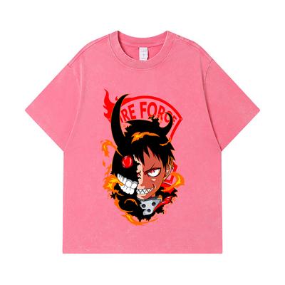 275 GSM Gewaschene T-Shirts 100% Baumwolle Fire Force V1 Shinra Print Unisex Schweres Baumwoll-T-Shirt