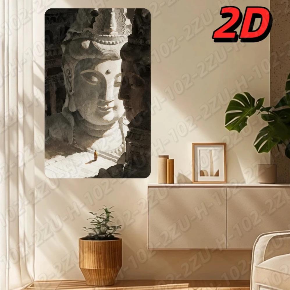 Buddha Statue Wall Decor Aluminum Metal Art Sculpture Serene Spiritual Home Decor 20x30cm