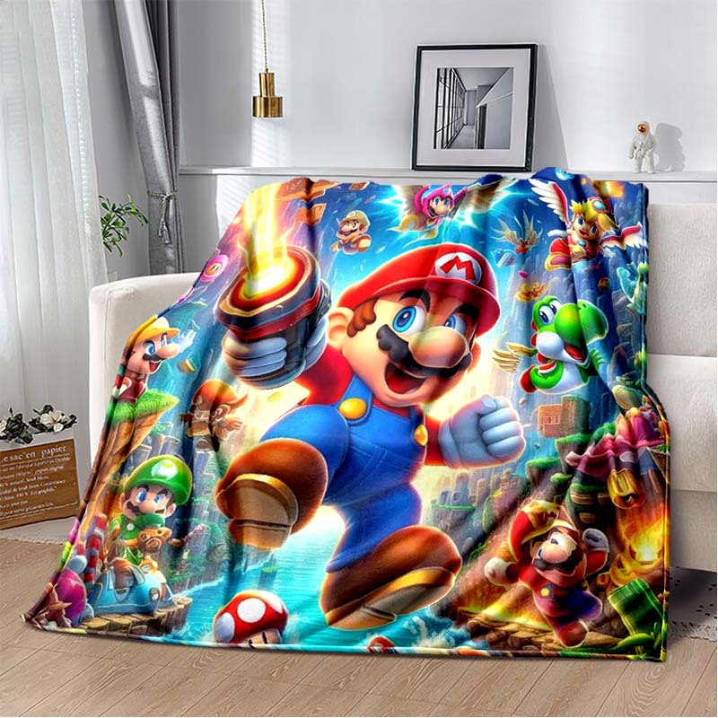 Super Mario game blanket, warm and comfortable flannel blanket, suitable for bedrooms, sofas, beds, chairs
