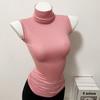 Slim-Fit, Sleeveless, High-Neck, Solid-Color Body-Hugging Top
