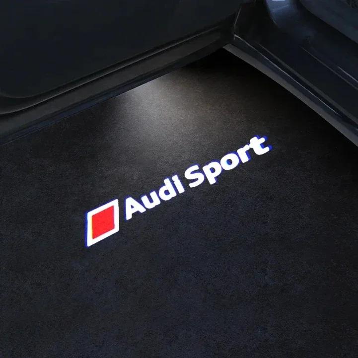2/4PCS car door LED landing projection welcome lights for Audi Sline S3 S4 S5 S6 S7 S8 RS Gecko Quattro auto parts.