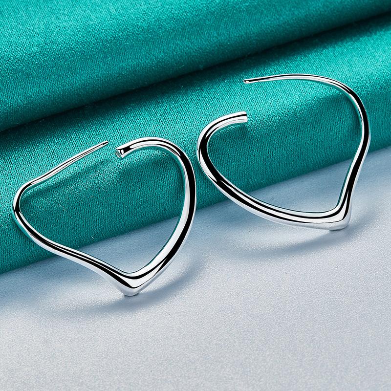 925 Sterling Silber Herz Liebhaber Ohrringe Creolen für Frauen Hochzeit Verlobung Mode Charm Schmuck