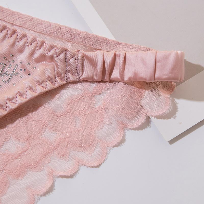 1PC Diamond Briefs Underpants Underwear Satin Silk Lace Panties Sexy Middle-waist Breathable