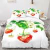 Strawberry Garden Duvet Cover & Pillowcases, Sweet Fruit Print Bedding Set Collection, Fresh & Romantic Bedroom Decor for Girls