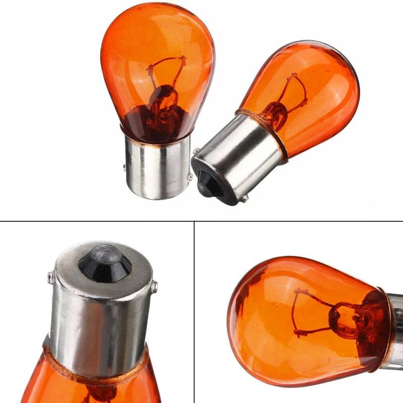 2pcs P21W 1156 BA15S 581 Amber Car Auto Scooter Indicator Break Parking Turn Light Bulb Lamp 21W DC12V Halogen Lamp Bulbs
