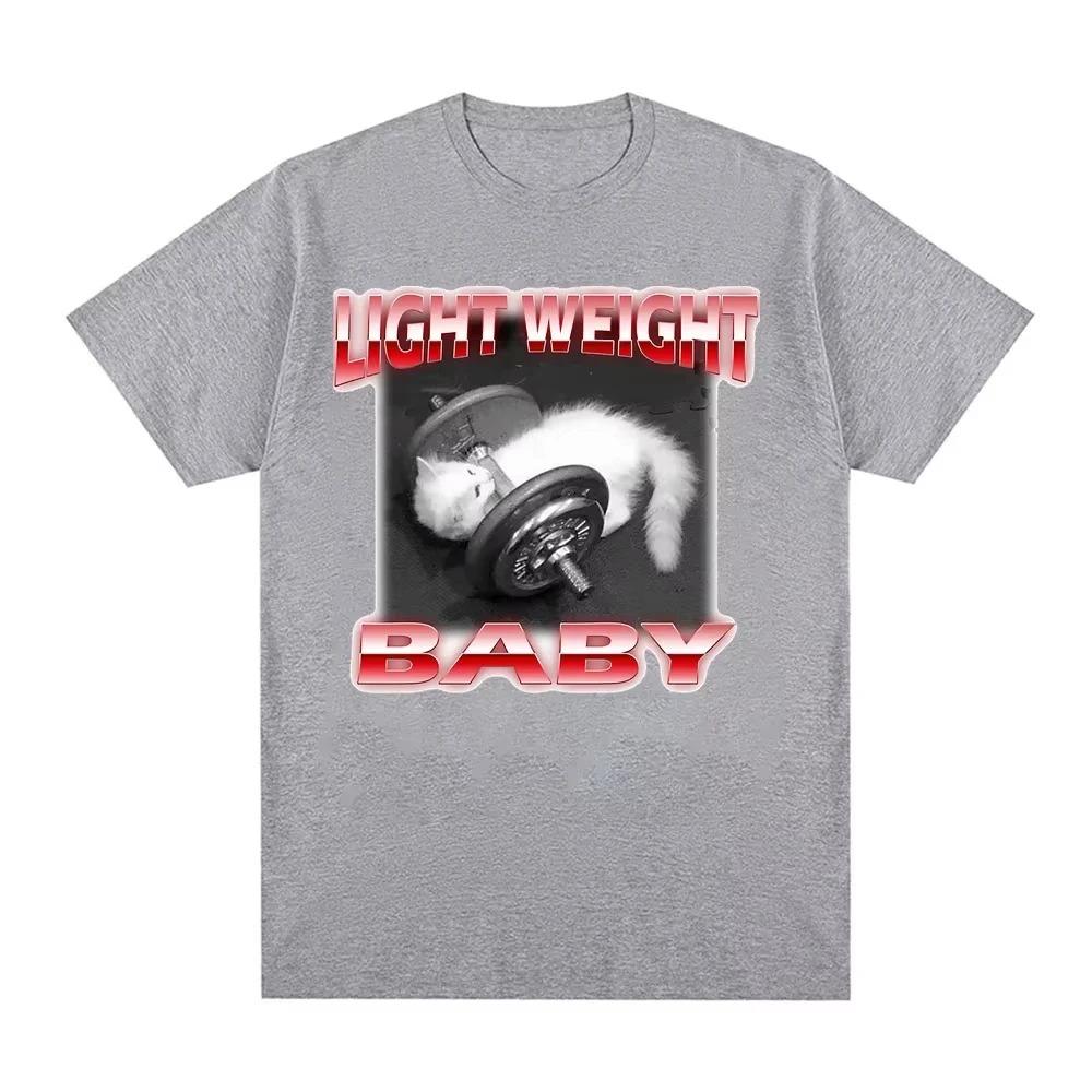 Fun Cute Cat Dumbbell Graphic Crew Neck TShirt Leisure Short Sleeve Fashion Summer Tee for Comfortable Women And Men Tshirts