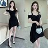 Satin Polyester Bodycon Dress With Vneck And High Waist For Office Wear