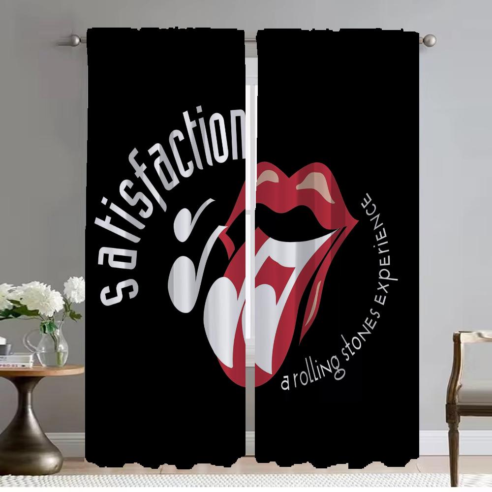 Rolling Stones Tulle for Bedroom Blackout Curtain for Room 2 Panel Halloween Decoration Elegant Room Curtains Shades Partition