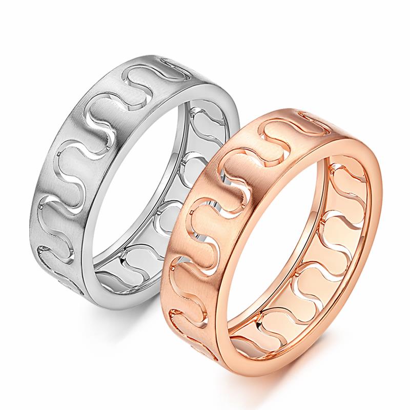 ZHOUYANG Wire Drawing Rings For Women Top Quality Fashion Design Hollowed-out Process Rose Gold Color Ring Full Sizes R376