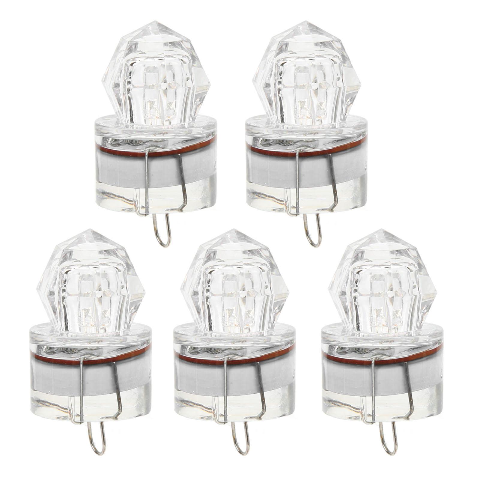 

5Pcs Fishing Lure Light Diamond Shape LED Corrosion Resistance Auto Open Flashing Bass Lure Light White белый