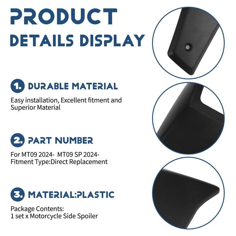 Motorcycle Side Spoiler Aerodynamic Wing Deflector Naked For MT-09 Gen 4 MT09 MT-09 SP 2024 2025 Black