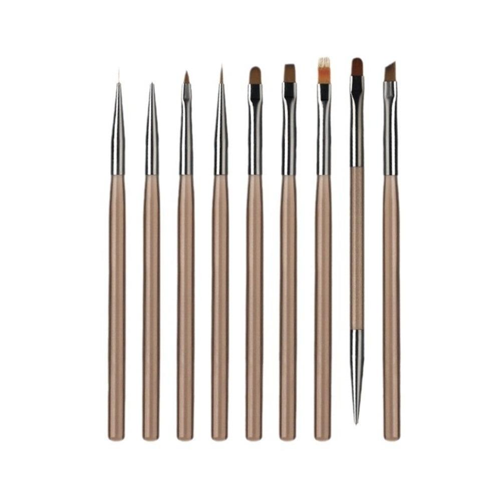9Pcs/set Professional Nail Art Brush Semi-transparent Gradient Flower Drawing Pen Liner Sweep
