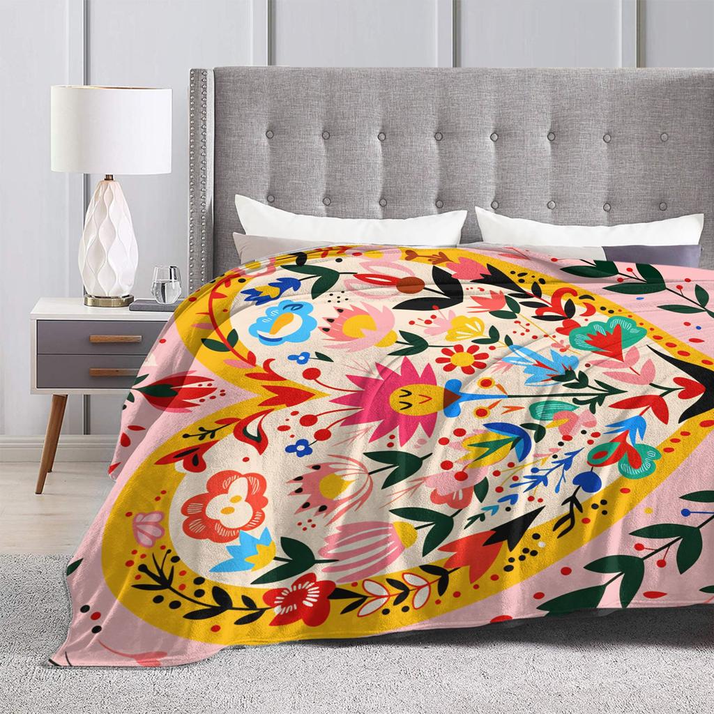 Colorful Floral and Animal  Blanket Quality Warm Soft  Throw Blanket Spring Kids Outdoor Funny Bedspread