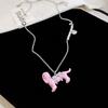 Zircon Pearl Bow Oil Drop Puppy Pendant Necklace Cartoon Cute Clavicle Chain Light Luxury Premium Sweater Chain