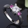Handmade Diamond-Set Square Zircon Retro Women'S Ring, Ring, Black Personality Ring Children