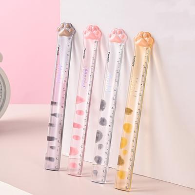 1 Piece Cute Kitty Cat Paw Straight Ruler Kawaii Stationery Funny Drawing Office School Measuring Drawing