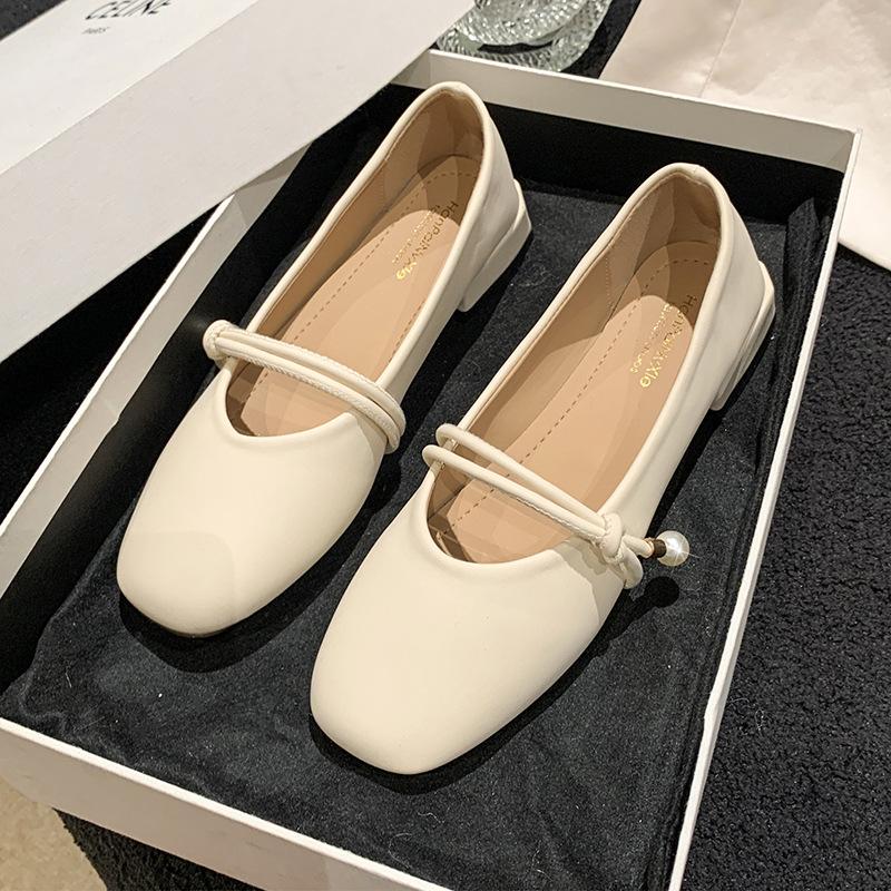 Mary Jane Fairy with Skirt Small Leather Single Shoes Female 2024 New Spring and Autumn Evening Evening Gentle Evening Breeze Flat-bottomed Grandma