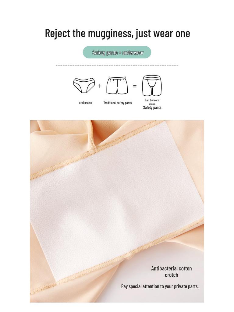 Nylon Ice Silk Women's Safety Pants: Seamless, Breathable Summer Base Layer with Crotch Gusset - Anti-Exposure, Tight-Fitting, Five-Point Cover-up.