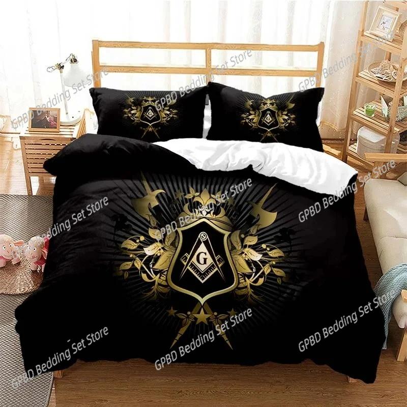 Comforter Masonic Freemason Illuminati Bedding Set 3D Printed Suitable For Bedroom Kids Home Textile