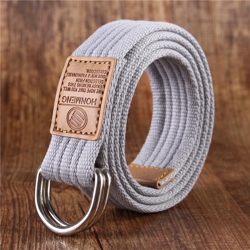 Korean Style Unisex Canvas Belt: 19 Colors, Double Ring Buckle, Casual & Business Design