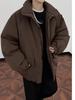 Men's Japanese Retro Stand Collar Cotton Jacket - New Trendy, Loose Fit, Warm and Thickened.