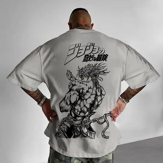 High Street Anime Top Y2K Casual Loose Short-sleeved Printed Cotton Round-neck T-shirt Sporty Oversized Streetwear Unisex