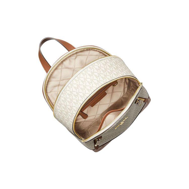 Michael Kors Mk Brooklyn Monogram Canvas And Leather Trimmed Backpack Medium Women backpack Ivory Brown 30H1GBNB2B-149