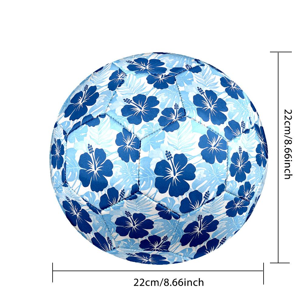 1PC Blue Floral Soccer Ball Size 5 Football Machine Sewn Indoor/Outdoor Universal Football Surprise Collection n145