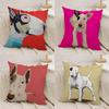 CartoonBull Terrier Series Cushion Cover Silky Short Plush DoubleSided Printed Pillow Case for Sofa All Seasons Home Decor Gift
