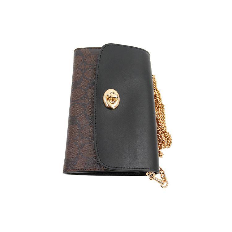Coach Classic Monogram C Print Chain Detachable Leather Canvas Crossbody Bag Women Bags Black 24280-IMAA8