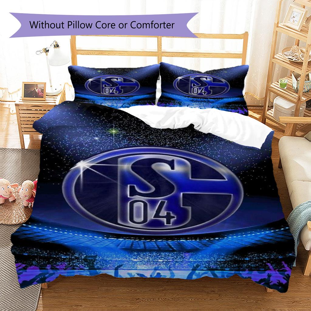 FC Schalke 04 Pattern Bedding Set Quilt Cover Pillowcase Home Decor Gift (1 * Duvet Cover + 2 * Pillowcase, Without Core)