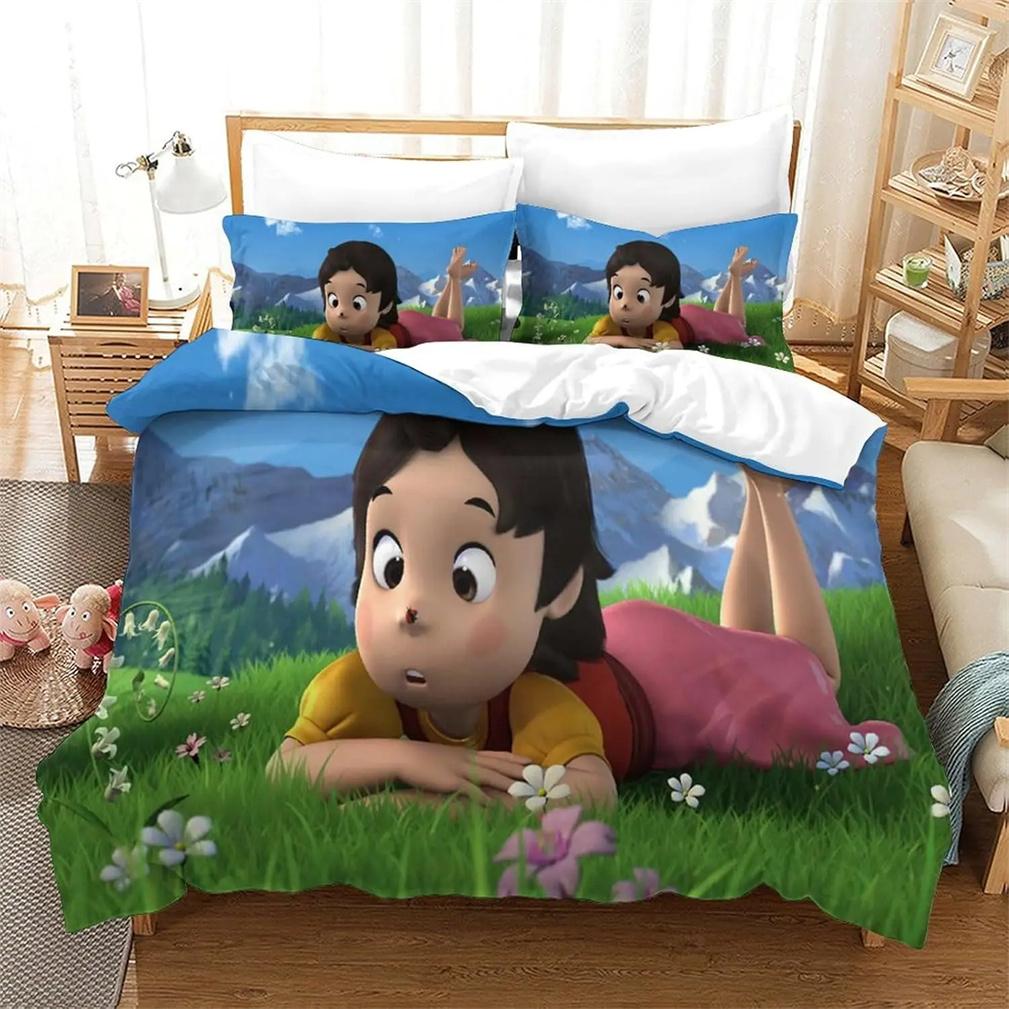 Girl 3D Printed Heidi Cartoon Bedding Set for Boys Girls Duvet Cover Pillowcase Included Twin Queen King Full Single Double Bed